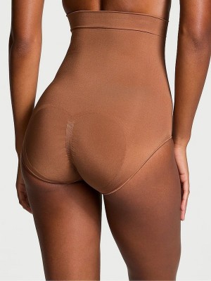 Beige Victoria Secret Caramel Nude Brief Seamless Shaping™ High Waist Underwear | DHVST3879