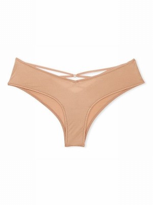 Beige Victoria Secret Champagne Nude Cheeky Underwear | FQAXU9458