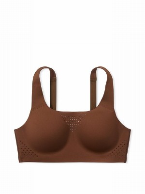 Beige Victoria Secret Ganache Nude Back Close VSX Featherweight™ Max High Support Sports Bra | NOWXR9728