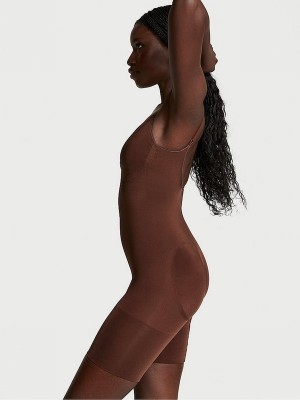 Beige Victoria Secret Ganache Nude Seamless Shaping™ Mid Thigh Bodysuit Underwear | KFDQU2438