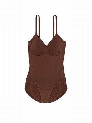 Beige Victoria Secret Ganache Nude Seamless Shaping™ Bodysuit Lingerie | TYHUQ4859