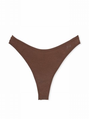 Beige Victoria Secret Ganache Nude Thong Cotton Cheeky Underwear | CXLRY4713