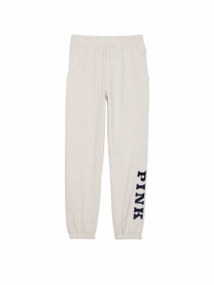 Beige Victoria Secret Heather Oatmeal Cuffed Fleece Joggers | XAONC7158