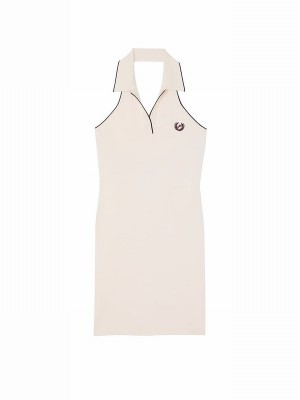 Beige Victoria Secret Heather Oatmeal Polo Halter Dress | OABJP1703