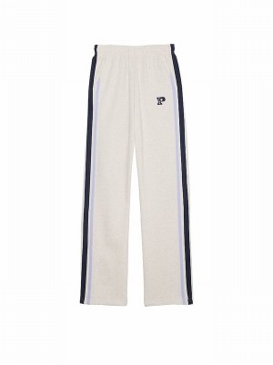 Beige Victoria Secret Heather Oatmeal Wide Leg Fleece Joggers | STOHJ3027