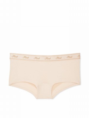 Beige Victoria Secret Marzipan Nude Cotton Logo Underwear | RZCJV9618