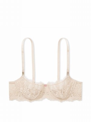 Beige Victoria Secret Marzipan Nude Lace Unlined Balcony Bras | FOLNA3679