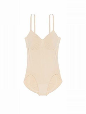 Beige Victoria Secret Marzipan Nude Seamless Shaping™ Bodysuit Underwear | DALUH4530