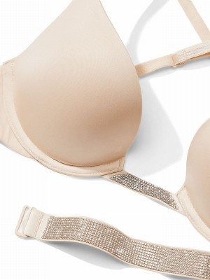 Beige Victoria Secret Marzipan Nude Smooth Plunge Shine Multiway Bras | TUNDV3504