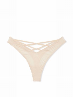 Beige Victoria Secret Marzipan Nude Thong Underwear | NUPTW6301