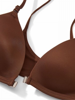 Beige Victoria Secret Nude Ganache Non WiLightly Lined Front Close Bras | MWPLO8359