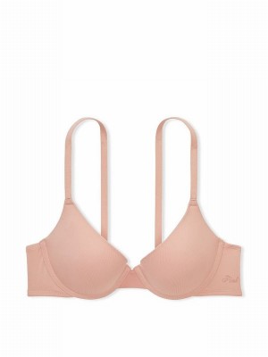 Beige Victoria Secret Nude Macaron Push Up Bras | ZUBDC3654