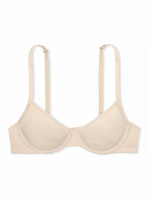 Beige Victoria Secret Nude Marzipan Soft Stretch Unlined Scoop Bras | BMOIC0281
