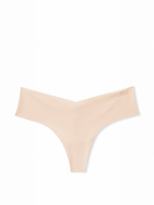 Beige Victoria Secret Nude Marzipan Thong No Show Underwear | AOPRE3072