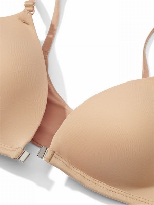 Beige Victoria Secret Nude Praline Non WiLightly Lined Front Close Bras | VSCDN2071
