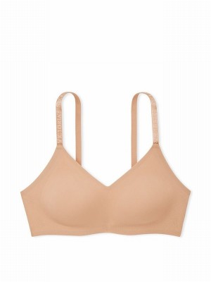 Beige Victoria Secret Nude Silicone Lightly Lined Loungelette Bras | ALOJU2013
