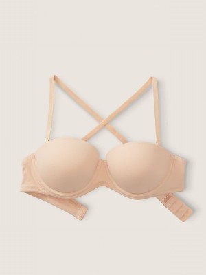 Beige Victoria Secret Nude Strapless Multiway Push Up Bras | UKXYN6980
