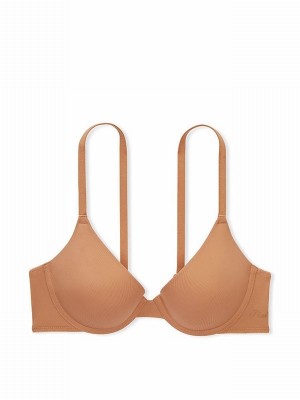 Beige Victoria Secret Nude Toffee Push Up Bras | DYPES0197