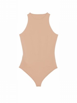 Beige Victoria Secret Praline Nude Soft Stretch Tank Bodysuit Lingerie | ICSDY7184