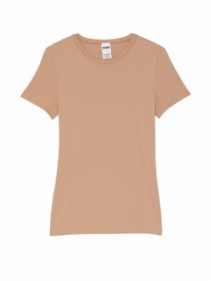 Beige Victoria Secret Praline Nude Soft Stretch T Shirts | SYFQZ3864