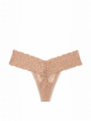 Beige Victoria Secret Praline Nude Thong Underwear | IBNTJ2194