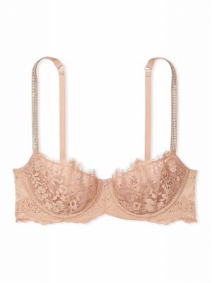 Beige Victoria Secret Praline Nude Unlined Balcony Twinkle Shine Strap Bras | WUKGT3197