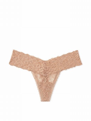 Beige Victoria Secret Sweet Praline Nude Thong Underwear | QGVJD8495