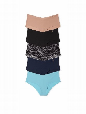 Beige / Black / Blue Victoria Secret Nude/Black/Hipster 5 Pack Underwear | IZMSH3729
