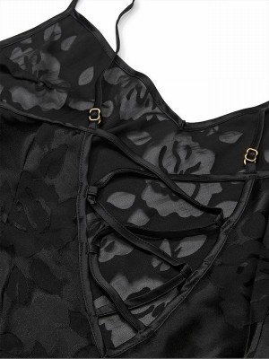 Black Victoria Secret Archive Burnout Onepiece Lingerie | DFEQG9804