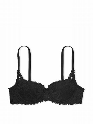 Black Victoria Secret Balcony Lace Bras | ZVLSY6702