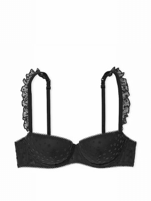 Black Victoria Secret Balcony Star Chaser Lace Bras | PADRG0854