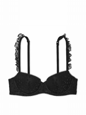 Black Victoria Secret Balcony Star Chaser Lace Bras | GQPIF6374