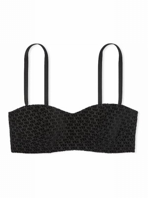 Black Victoria Secret Balcony VSX Elevate™ Logo Mesh Low Impact Bras | YBJXS3127