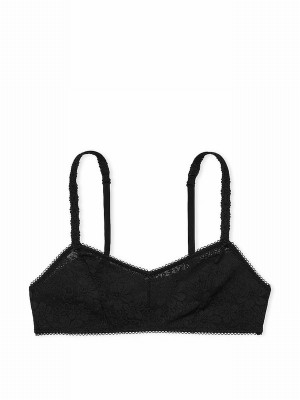 Black Victoria Secret Bralette Lace Strappy Back Halternecklette Bras | VSAIZ0473