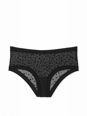 Black Victoria Secret Cheeky No Show Star Mesh Underwear | DQHIB1506