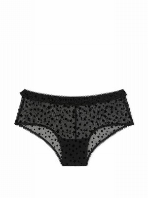 Black Victoria Secret Cheeky Star Chaser Lace Underwear | JNEQR8907