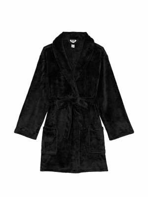 Black Victoria Secret Cosy Long Sleeveing Gown Lingerie | SUZGW7203