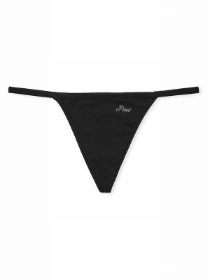 Black Victoria Secret Cotton G String Underwear | YILEJ3049