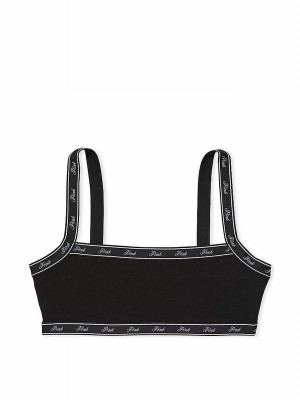 Black Victoria Secret Cotton Logolette Bras | VMQZL9805