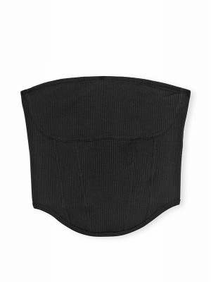 Black Victoria Secret Cotton Strapless Corset Top Lingerie | SGIPL9452