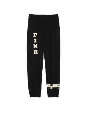 Black Victoria Secret Cuffed Fleece Joggers | GJYPN2365