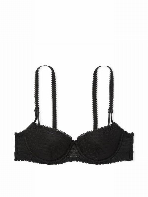 Black Victoria Secret Dainty Dot Balcony Lace Bras | LZRUS8275