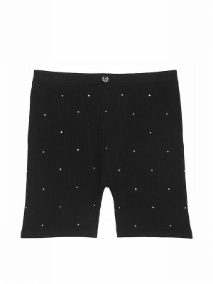 Black Victoria Secret Diamante Thermal Boxer Nightwear | XARWG5274