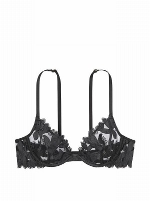 Black Victoria Secret EmbroideUnlined Demi Bras | ZSXTD6152
