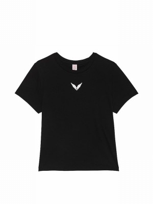 Black Victoria Secret Fashion Show '24 Cotton T Shirts | NMSHB9846