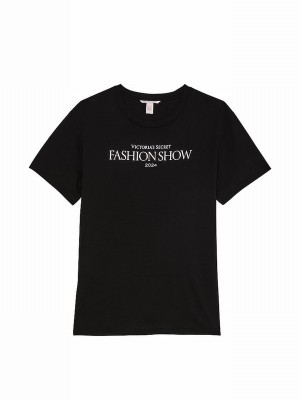 Black Victoria Secret Fashion Show '24 Oversized Cotton T Shirts | AQDRG5427