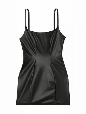 Black Victoria Secret Faux Leather Mini Dress | VRZHO8136
