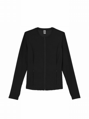 Black Victoria Secret Full Zip VSX Rib Jackets | LMCAR0681