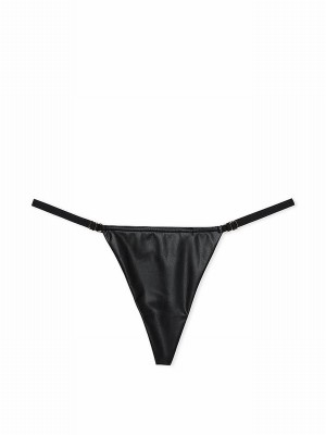 Black Victoria Secret G String Faux Leather Underwear | QEKND6927