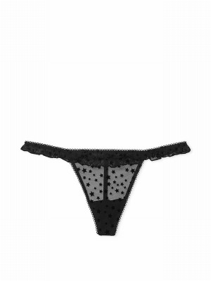 Black Victoria Secret G String Star Chaser Lace Underwear | MUQYI2398
